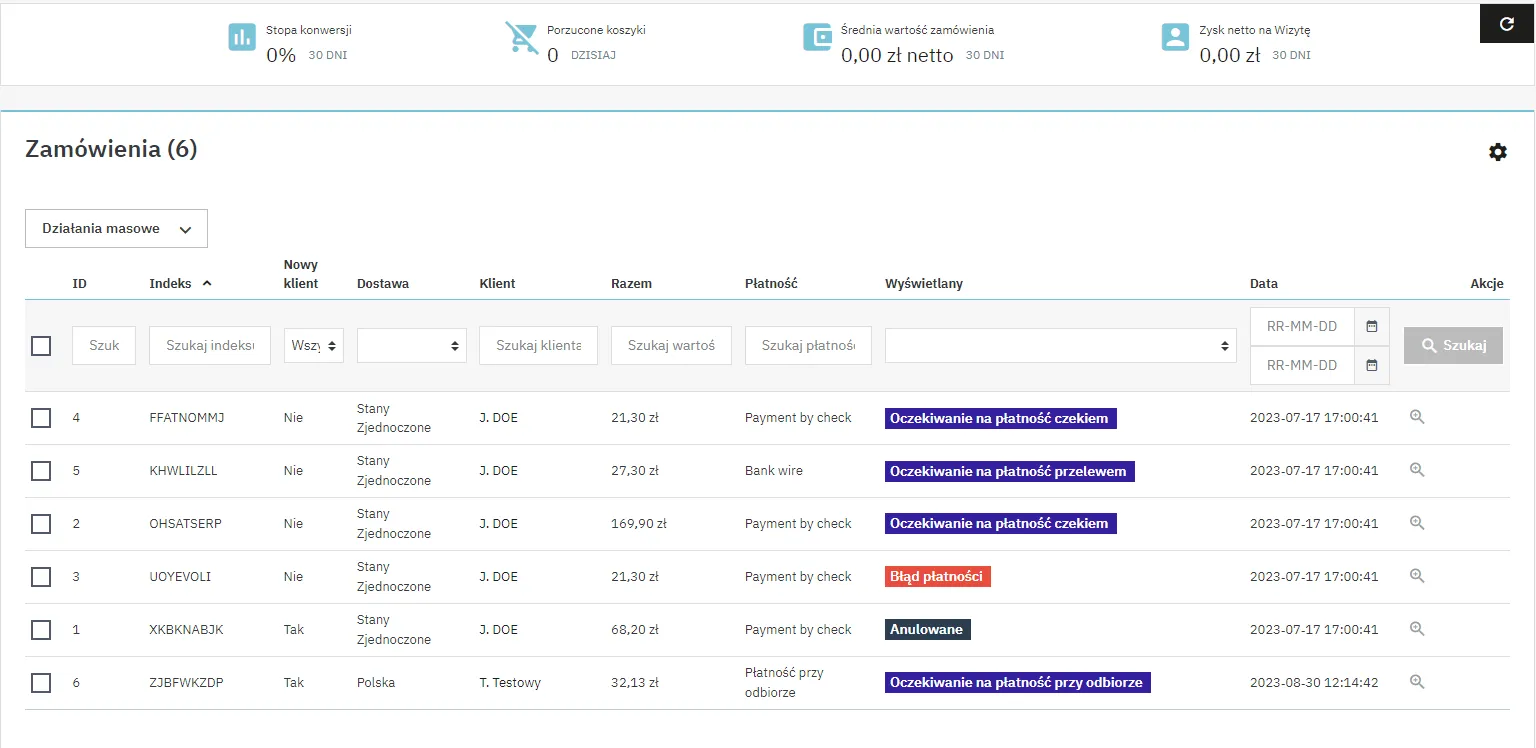 Panel zarządzania zamówieniami 2