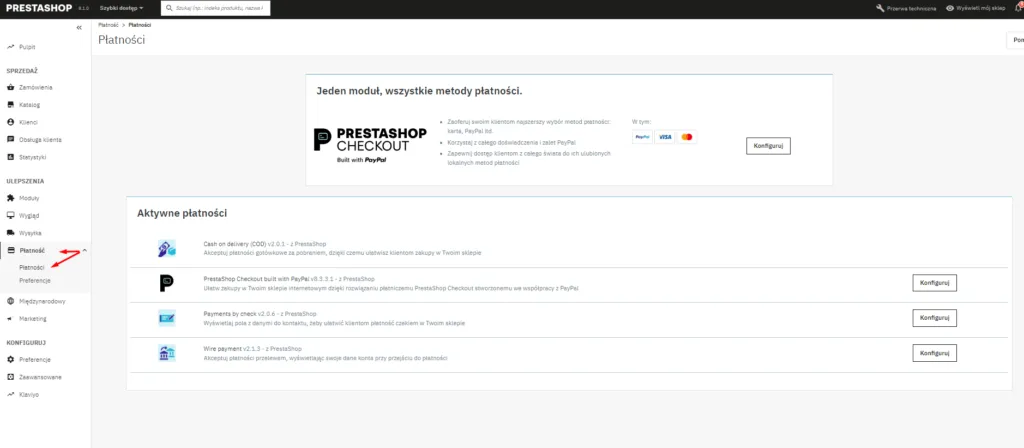 Zakładka Preferencje Płatności