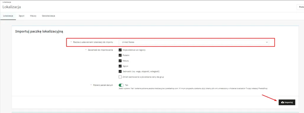 Wybór kraju do importu