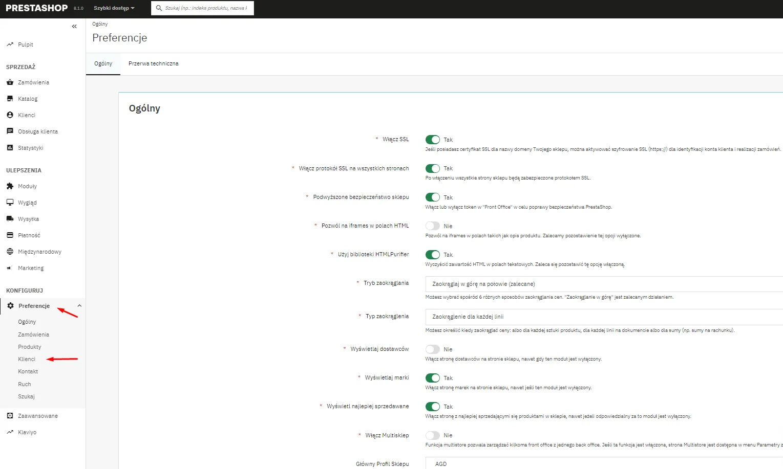 Nawigacja do grup klientów