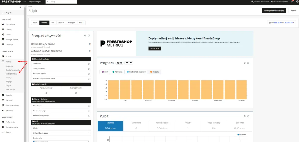 Sekcja Szablony E-mail